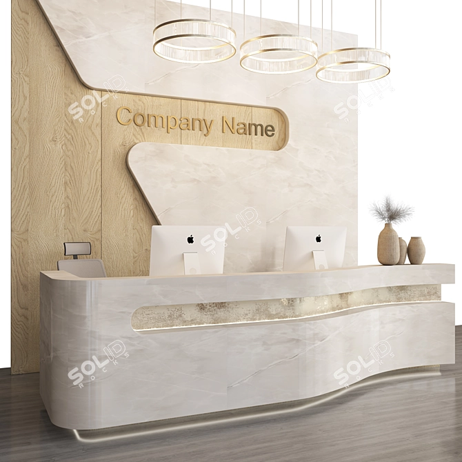 Sleek Reception Desk: Corona & Vray Compatible 3D model image 2