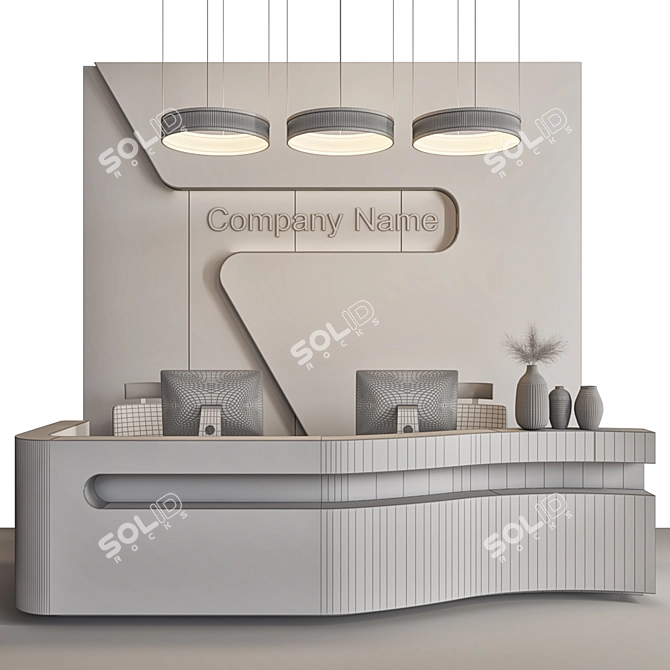 Sleek Reception Desk: Corona & Vray Compatible 3D model image 4