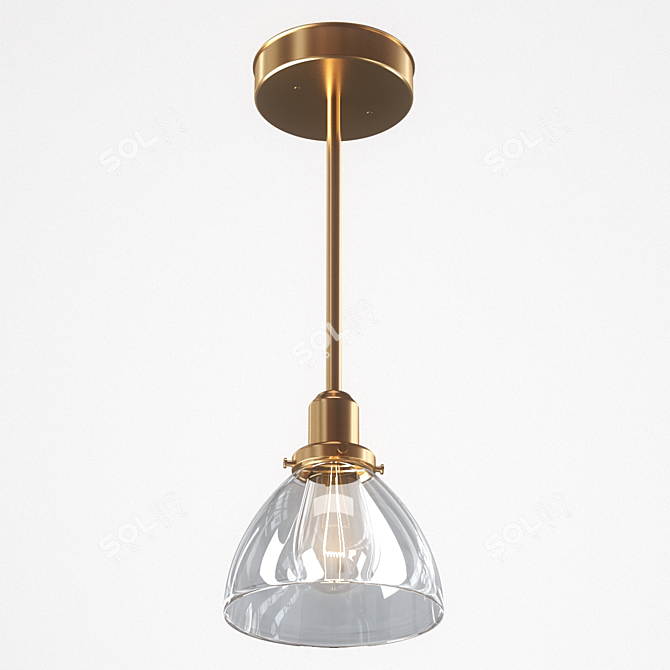 Elegant Brass Pendant Light 3D model image 1