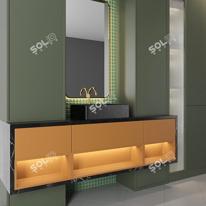 RPM 01 Bath Set: Sink, Mirror, Wardrobe 3D model image 2