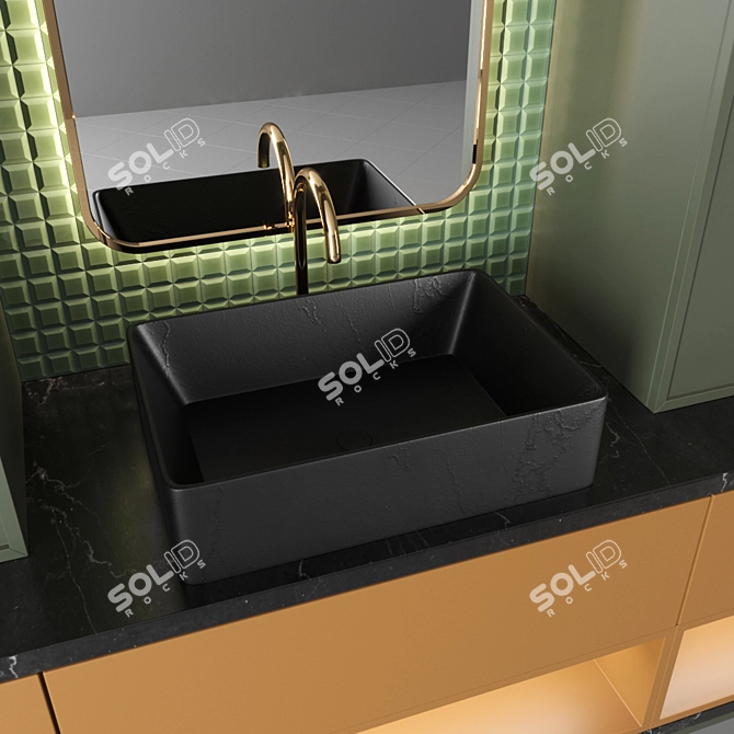 RPM 01 Bath Set: Sink, Mirror, Wardrobe 3D model image 3