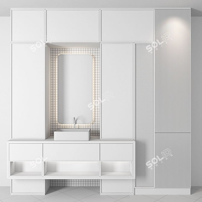 RPM 01 Bath Set: Sink, Mirror, Wardrobe 3D model image 4