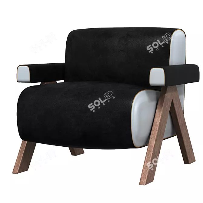 Lux Black Leather Armchair 3D model image 1