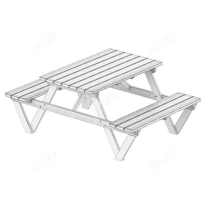 Garden Bench Table Combo 3D model image 3