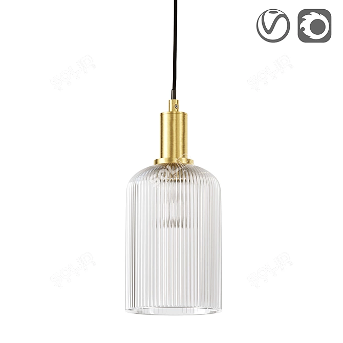 Brass Cut Glass Lamp 3D model image 1