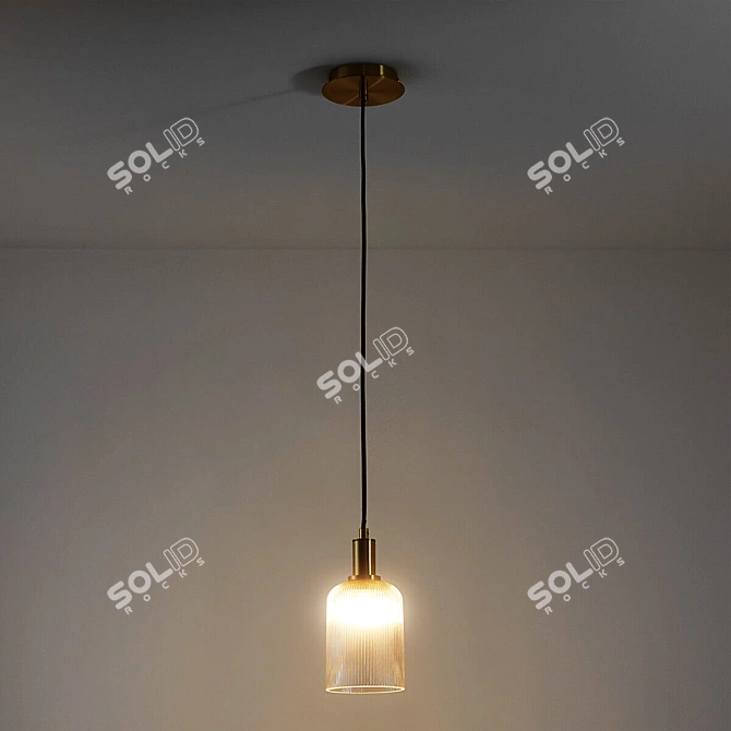 Brass Cut Glass Lamp 3D model image 3