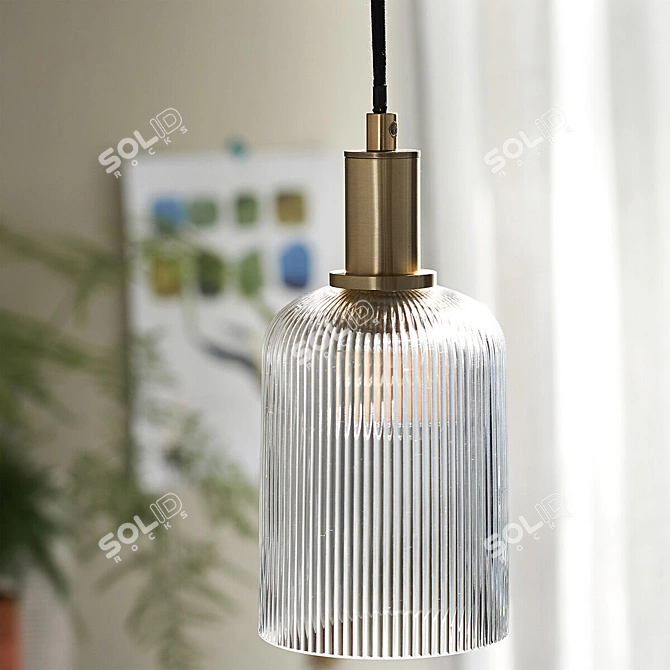 Brass Cut Glass Lamp 3D model image 5