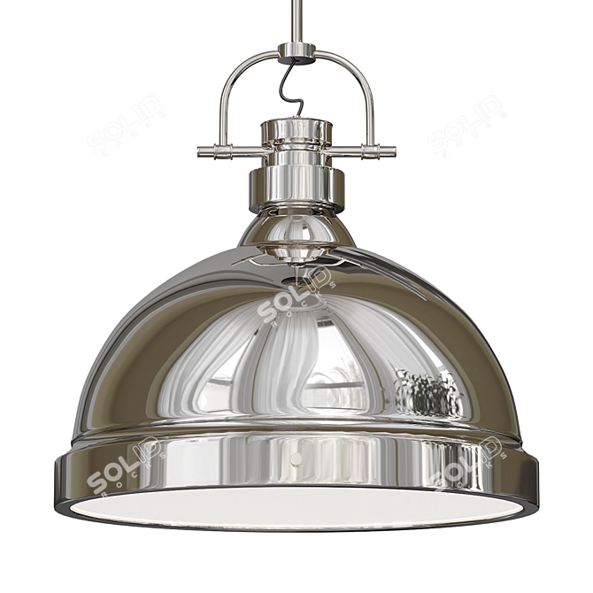 Timeless Dome Pendant Light with Rod 3D model image 1