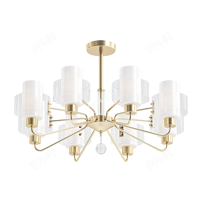 Matte Gold Ceiling Chandelier 3D model image 1