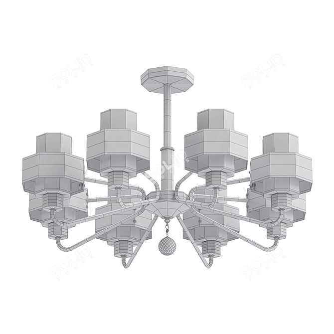 Matte Gold Ceiling Chandelier 3D model image 2