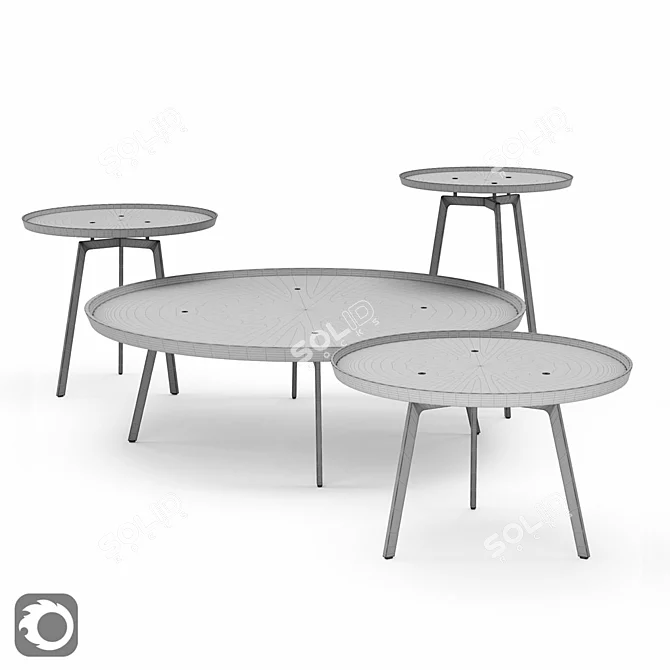 Sleek Soho Galaxy Table Set 3D model image 2