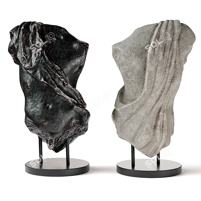 Roman Torso Bust Sculpture 3D model image 2