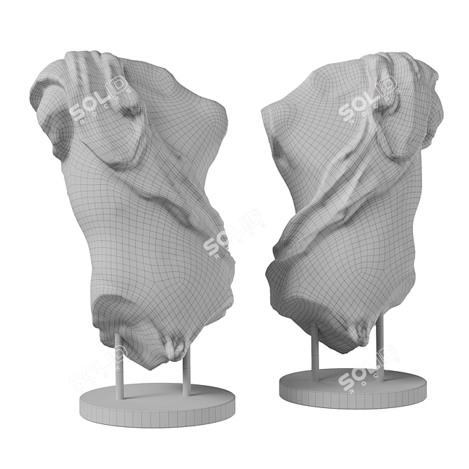 Roman Torso Bust Sculpture 3D model image 5