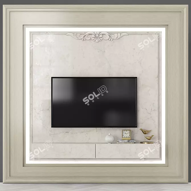 Modern TV Wall Unit with 55" TV 3D model image 1