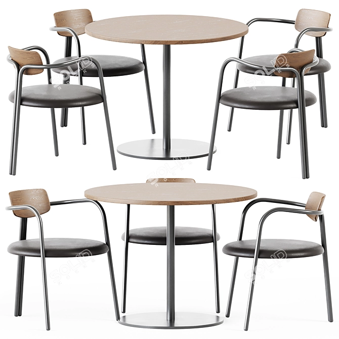 Elegant Dining Set: Thonet Table S1123 & De Castelli Via Veneto Chair 3D model image 1