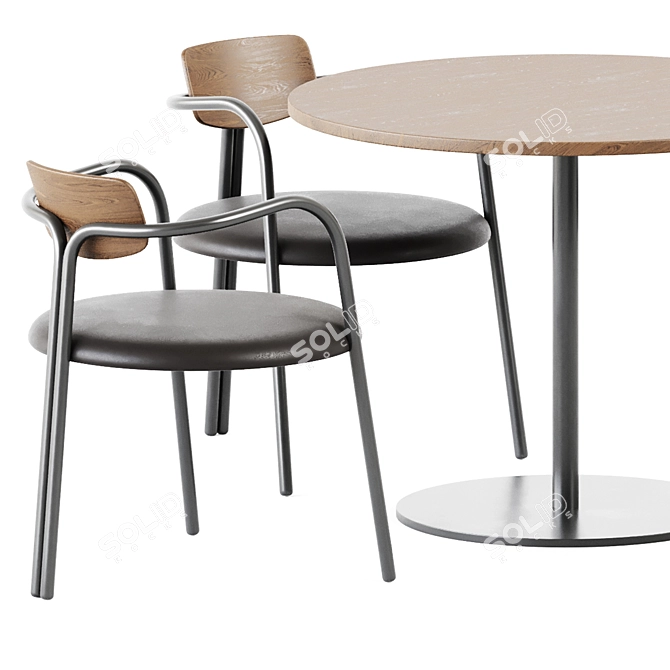 Elegant Dining Set: Thonet Table S1123 & De Castelli Via Veneto Chair 3D model image 2