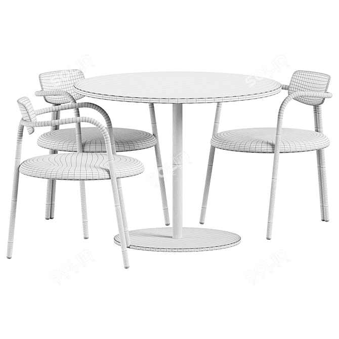 Elegant Dining Set: Thonet Table S1123 & De Castelli Via Veneto Chair 3D model image 7