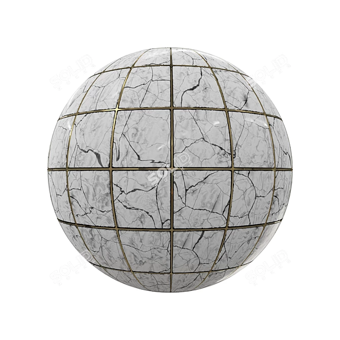 2K Marble Floor Tile: Black & White 3D model image 2