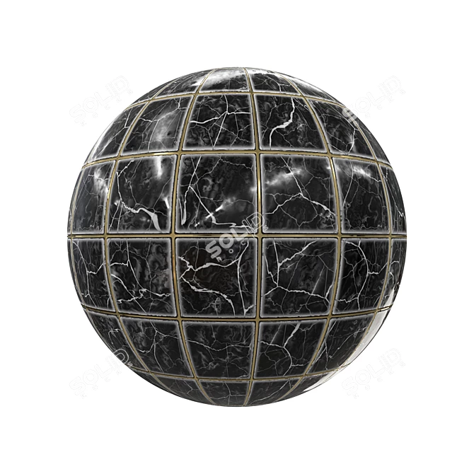2K Marble Floor Tile: Black & White 3D model image 3