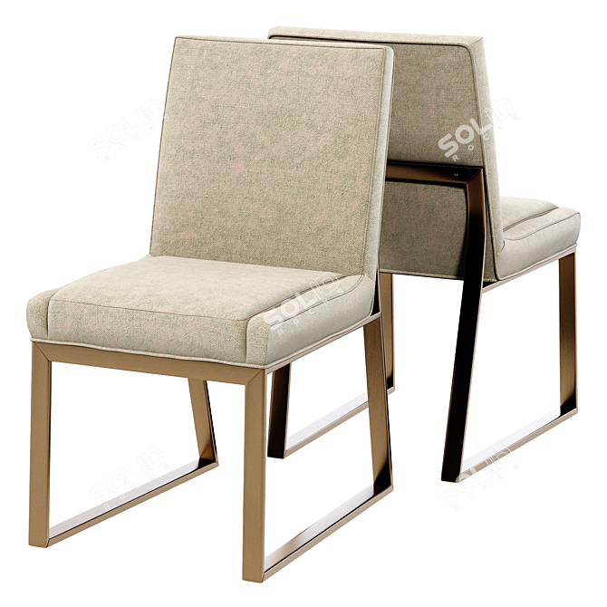 Elegant Iris Brass Side Chair 3D model image 1