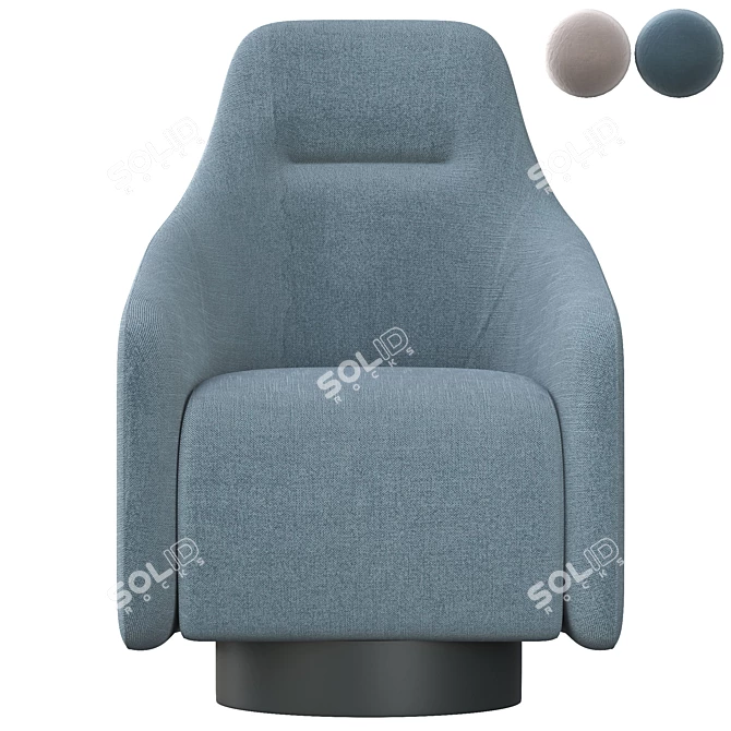 ErgoSwivel Fabric Armchair 3D model image 2