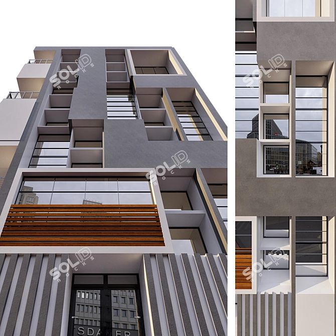 Title: Modern Residential Building Design 3D model image 2