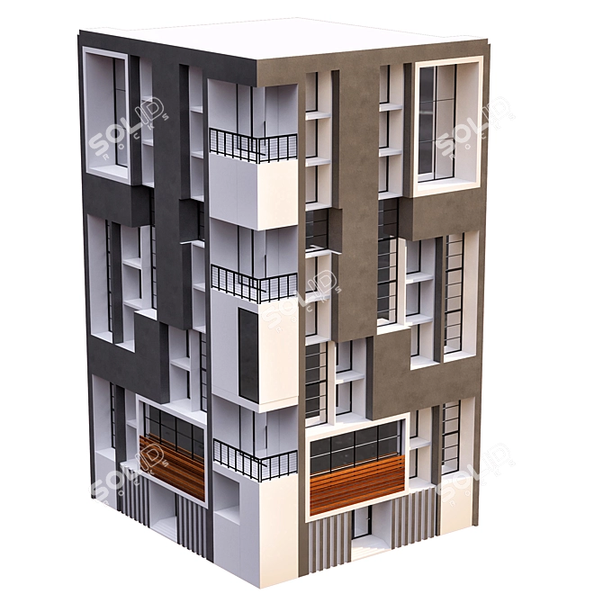 Title: Modern Residential Building Design 3D model image 4
