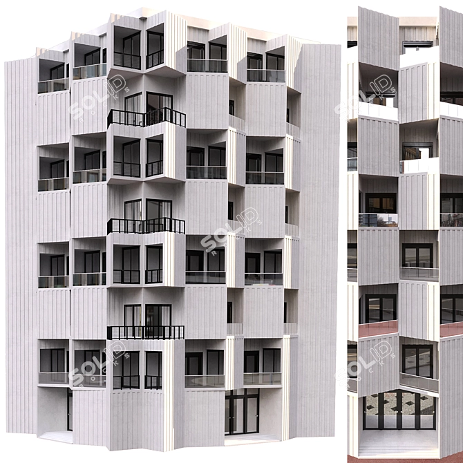 Parametric Design Residential Building with Detailed Facade 3D model image 1