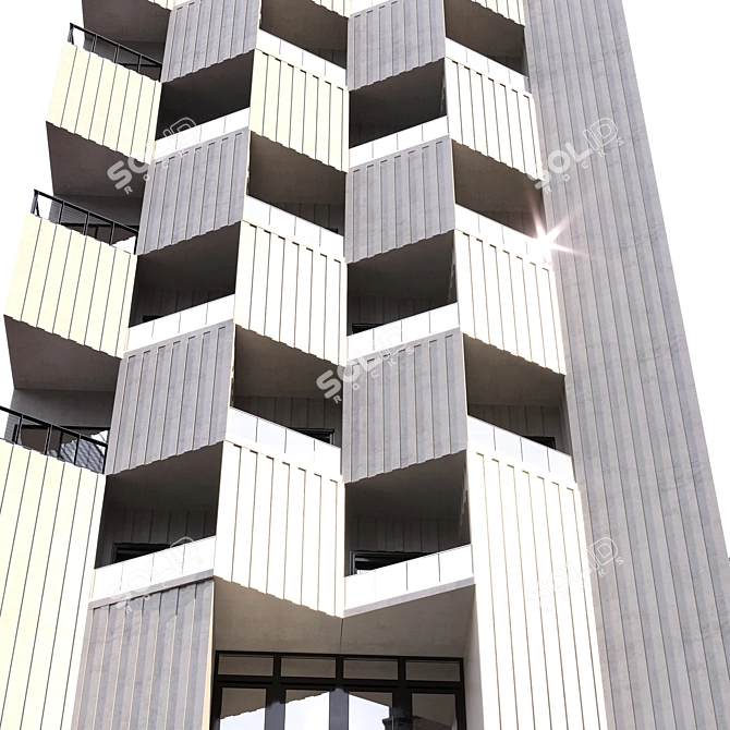Parametric Design Residential Building with Detailed Façade 3D model image 2