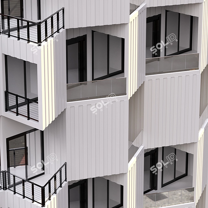 Parametric Design Residential Building with Detailed Façade 3D model image 3