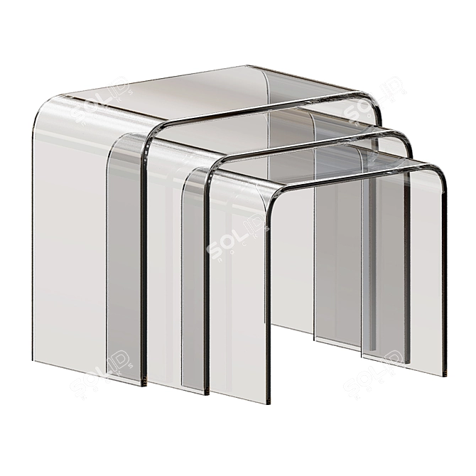 Modern Glass Nesting Coffee Table Set 3D model image 3