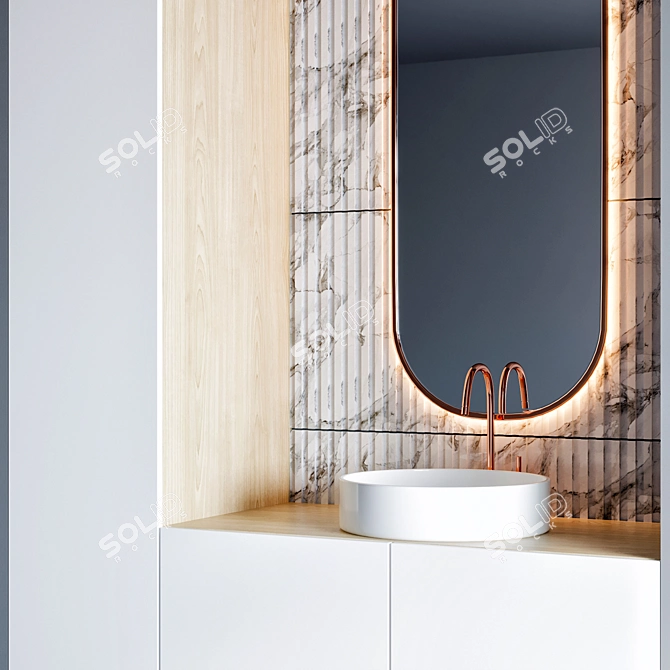 Modern Bathroom Furniture Set 3D model image 2