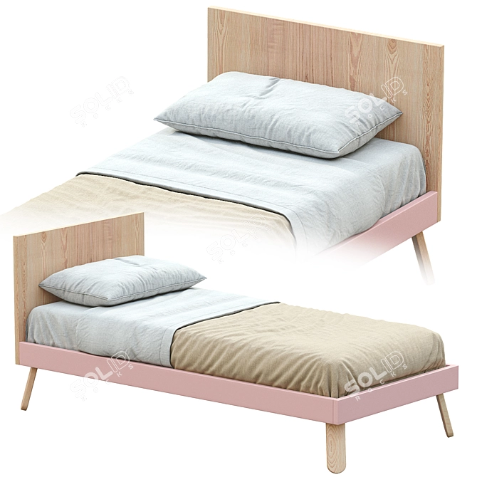 Modern NUK Single Bed 2: Sleek Design for Restful Nights 3D model image 6