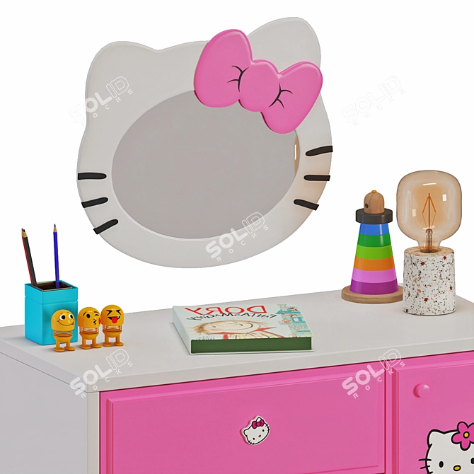 Hello Kitty Vanity Set: Adorable Dressing Table 3D model image 3