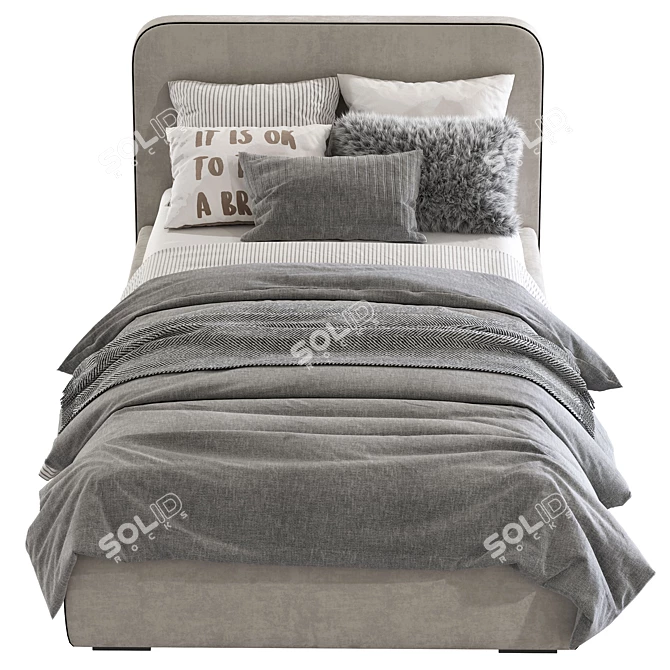 Cozy Bed with Soft Headboard 3D model image 2