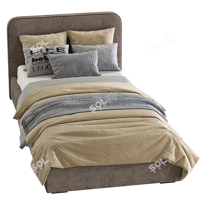 Cozy Bed with Soft Headboard 3D model image 3