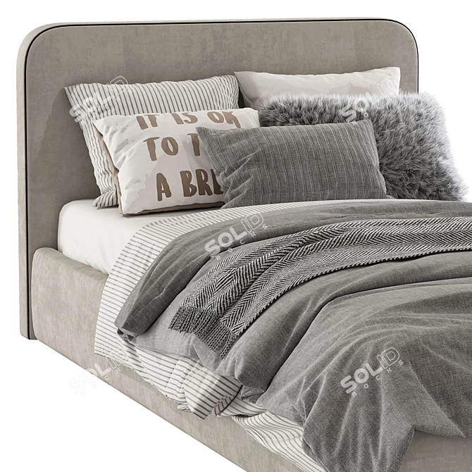 Cozy Bed with Soft Headboard 3D model image 4