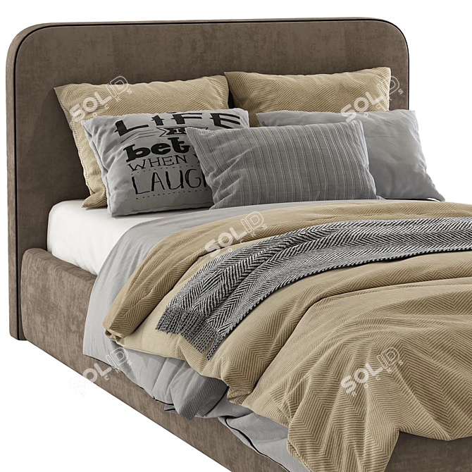 Cozy Bed with Soft Headboard 3D model image 6