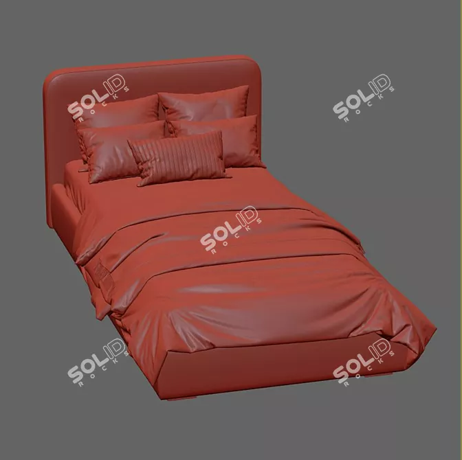 Cozy Bed with Soft Headboard 3D model image 7