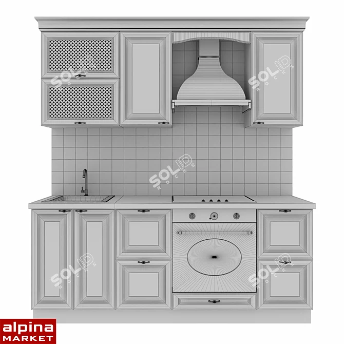 Verona Straight Kitchen - 2000mm Length 3D model image 2