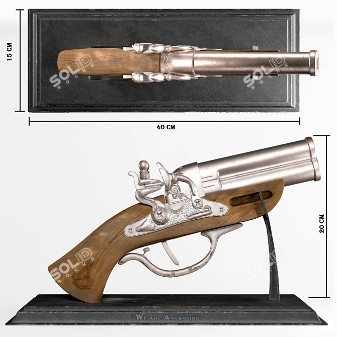 Assassin's Creed Inspired Antique Gun 3D model image 2