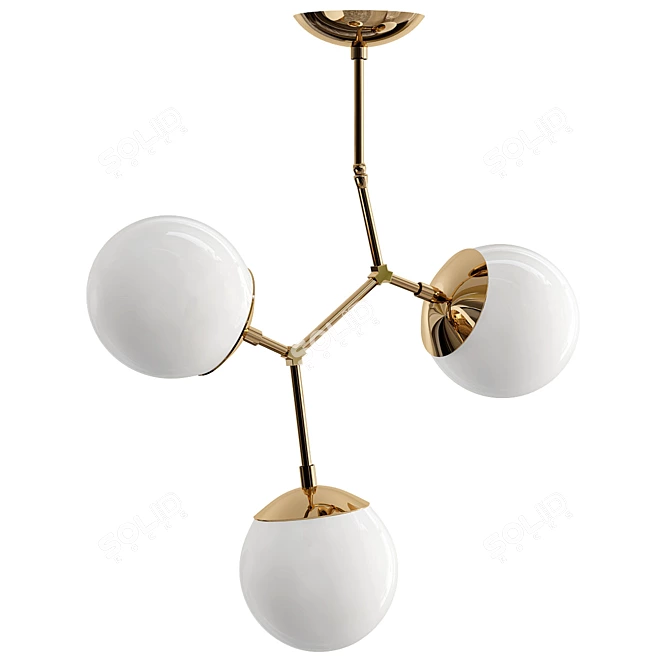 Brass White Globe Chandelier 3D model image 1