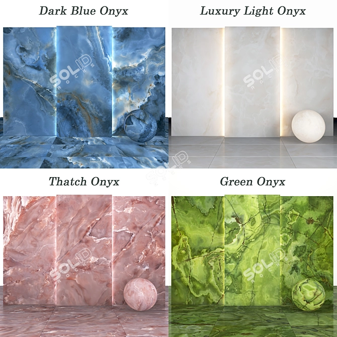 Onyx Collection: Premium Natural Stone Tiles 3D model image 3