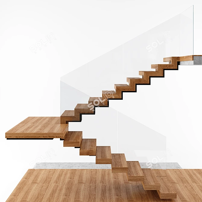 Contemporary Interior Staircase 3D model image 4