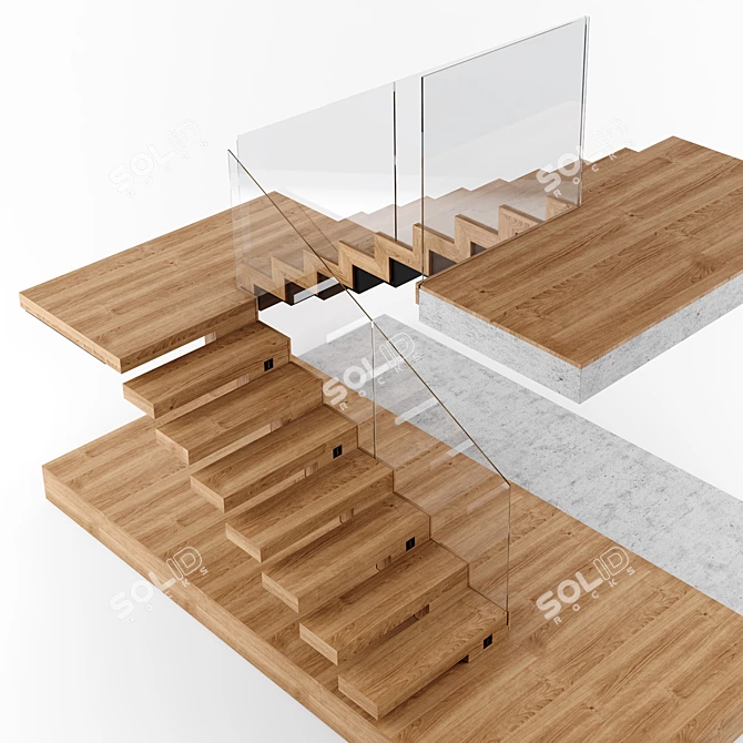 Contemporary Interior Staircase 3D model image 5