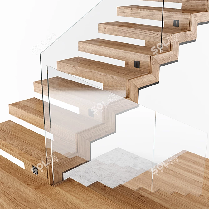 Contemporary Interior Staircase 3D model image 6