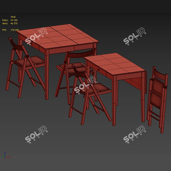 IDANÄS / TERJE Folding Table and Chairs Set 3D model image 5