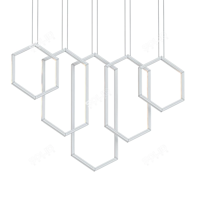 Sleek Gold Linear LED Chandelier 3D model image 2