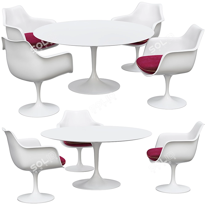 Modern Knoll Plastic Dining Set 3D model image 1