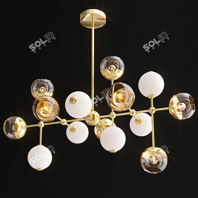 Cherries Glass & Brass Suspension Lamp 3D model image 2